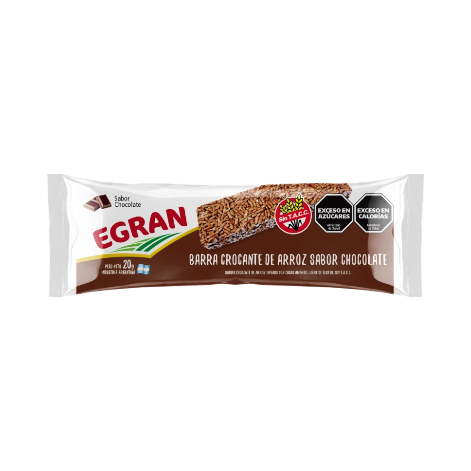 Barra crocante de arroz con chocolate