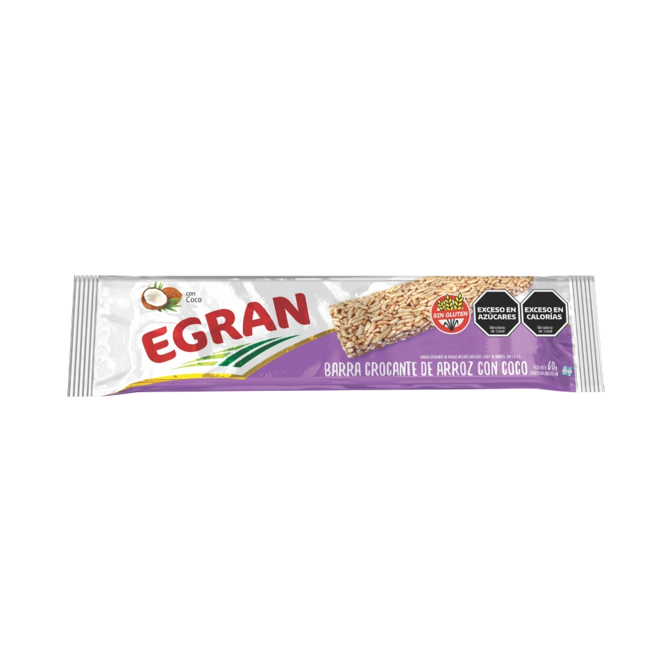 Barra crocante de arroz con coco
